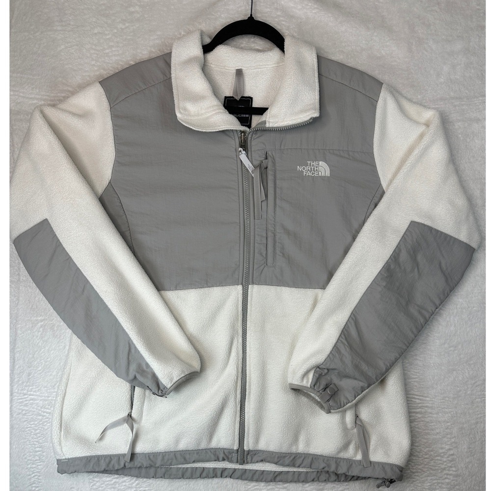 The North Face Denali Fleece Jacket Womens XL White Grey Polartec Full Zip